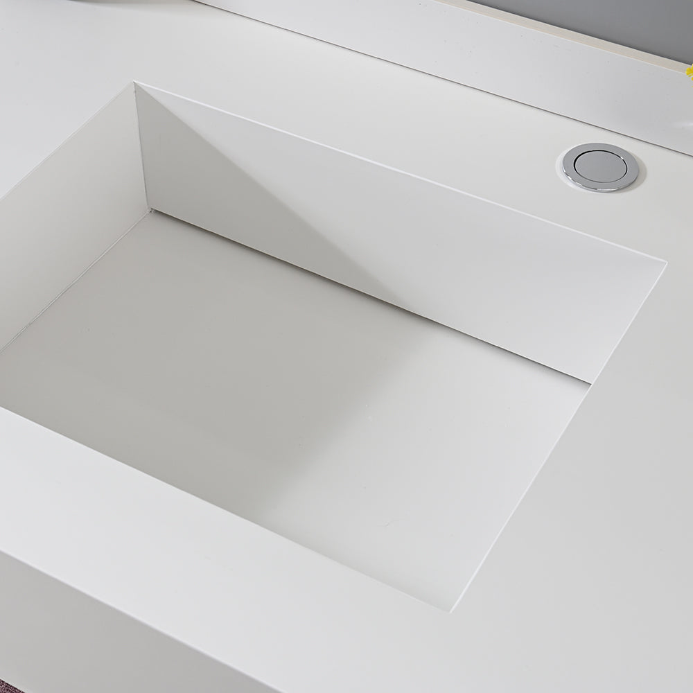 Vasque salle de bain blanche en pierre frittée - Bellegno