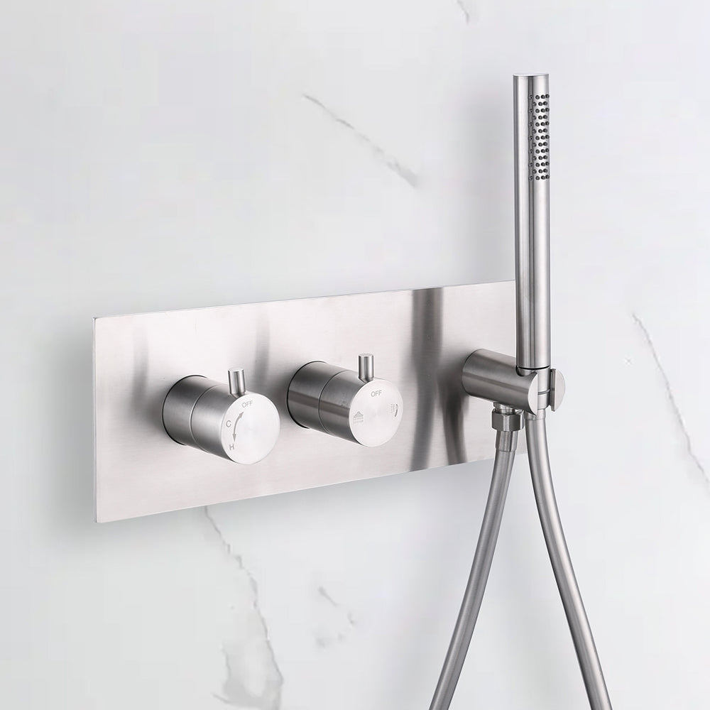 Douchette et mitigeurs colonne de douche encastrable acier brossé - Bellegno