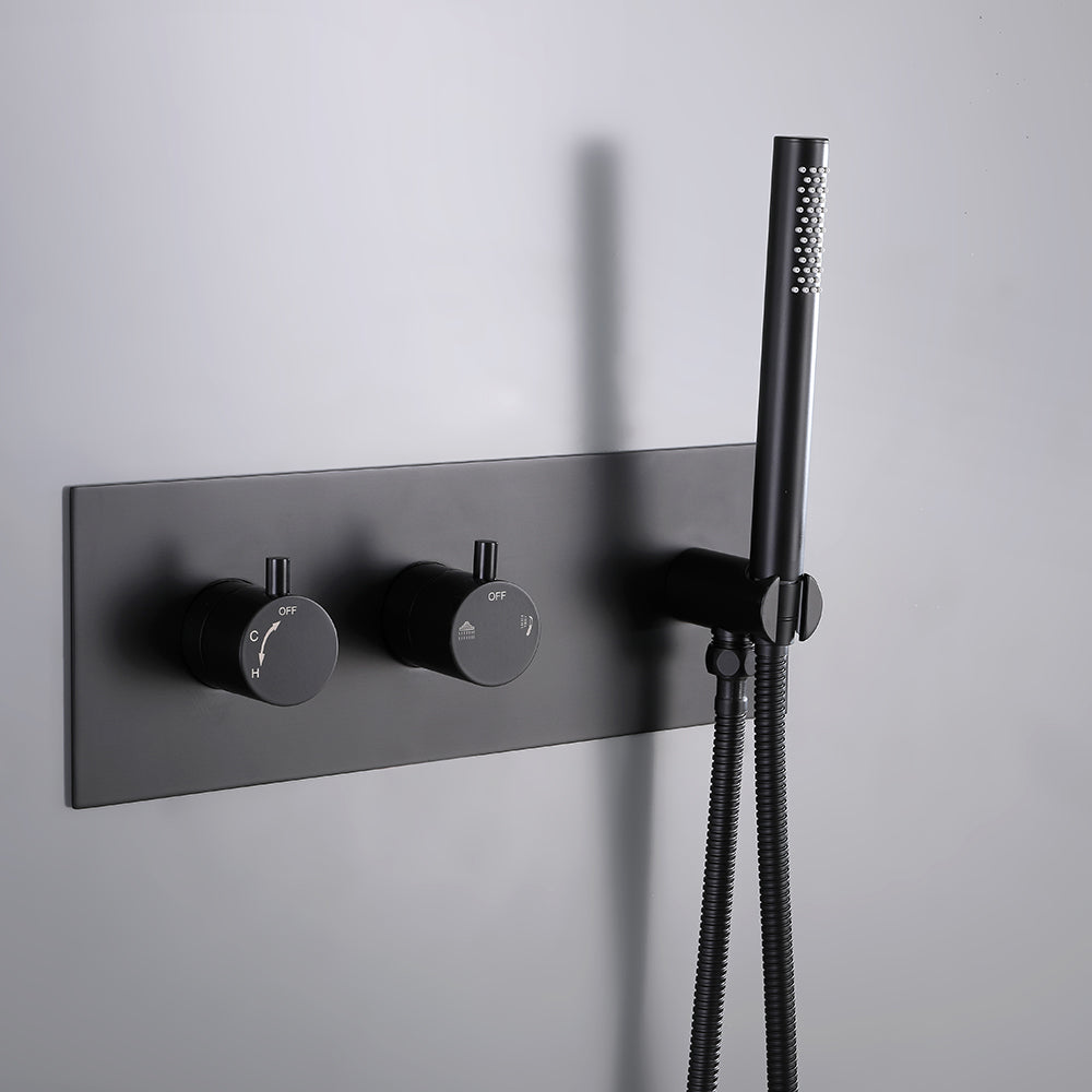 Douchette et mitigeur colonne de douche encastrable noir mat - Bellegno