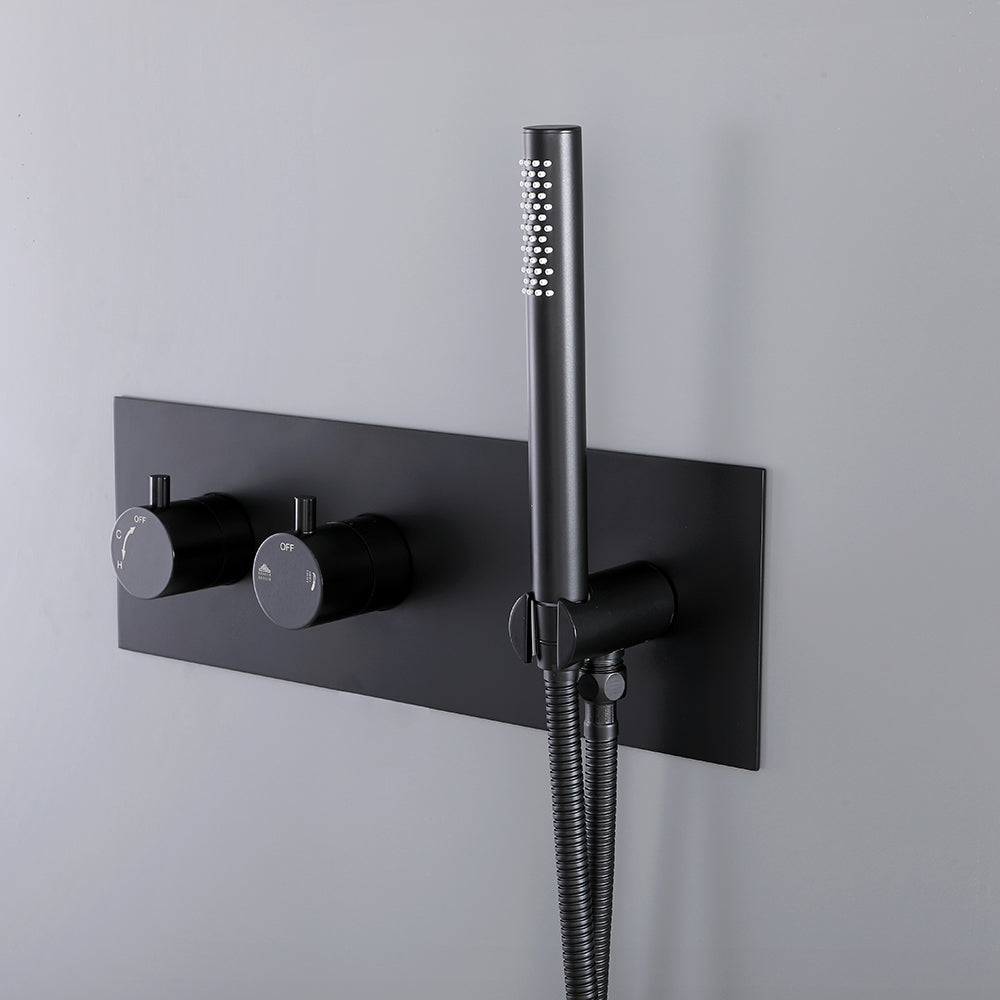 Douchette et mitigeur colonne de douche encastrable noir mat - Bellegno