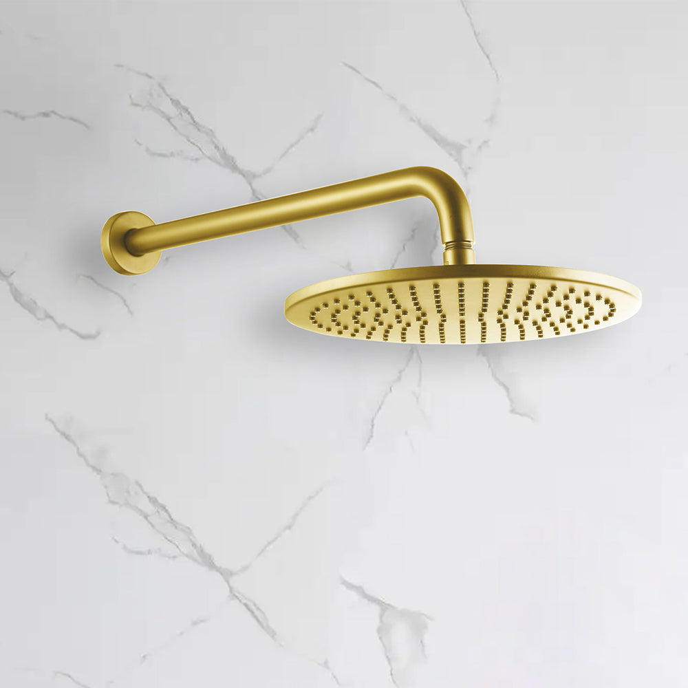 Pommeau de douche rond encastrable or brossé 25 cm - Bellegno