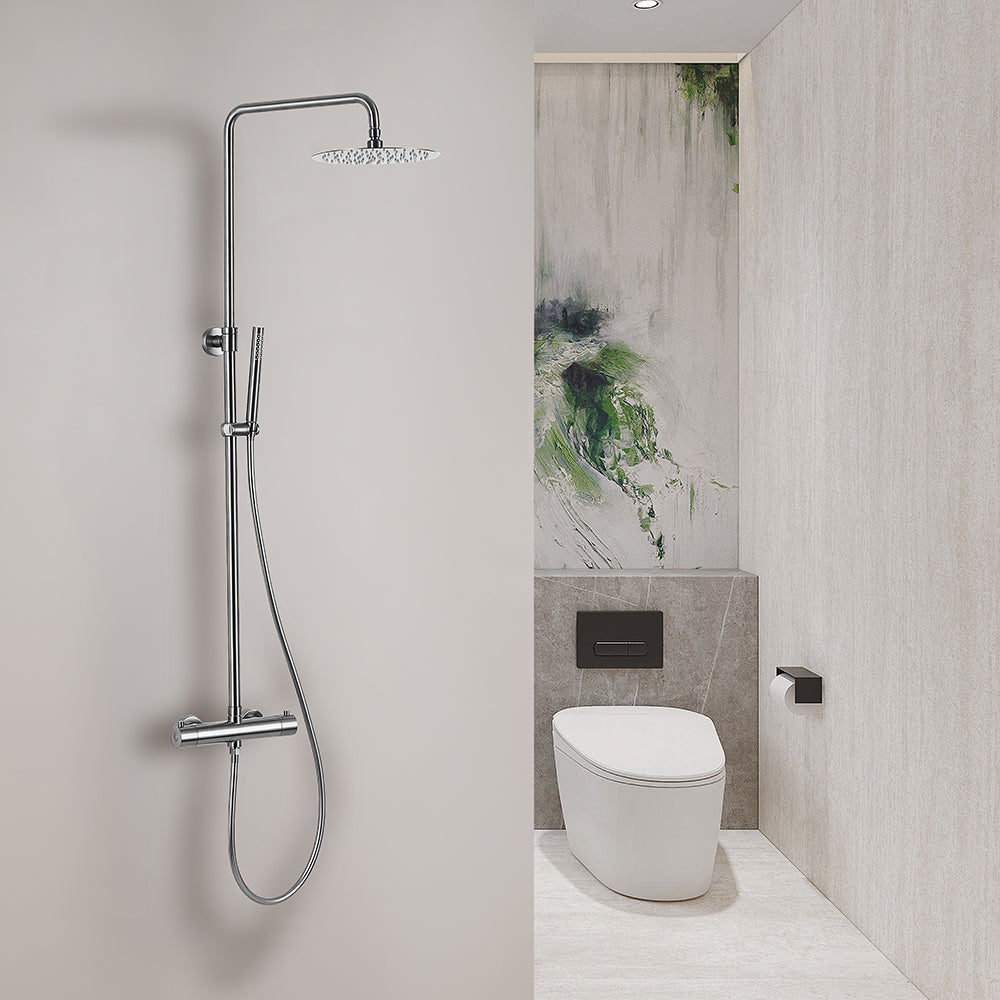 Colonne de douche thermostatique acier brossé - Bellegno