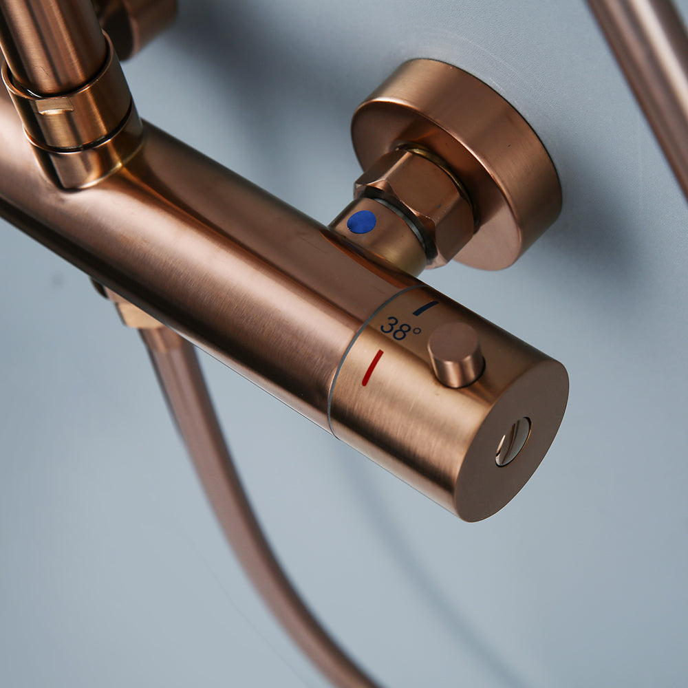 Mitigeur thermostatique cuivre brossé colonne de douche - Bellegno