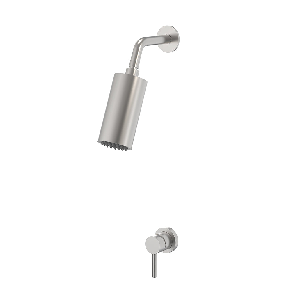 Pommeau de douche mural acier brossé et mitigeur thermostatique - Bellegno