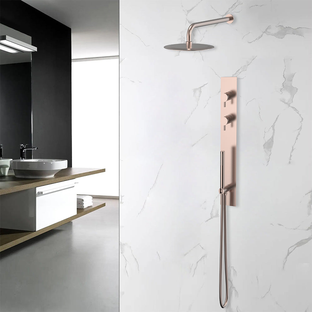 Colonne de douche encastrable cuivre brossé dans salle de bain design - Bellegno