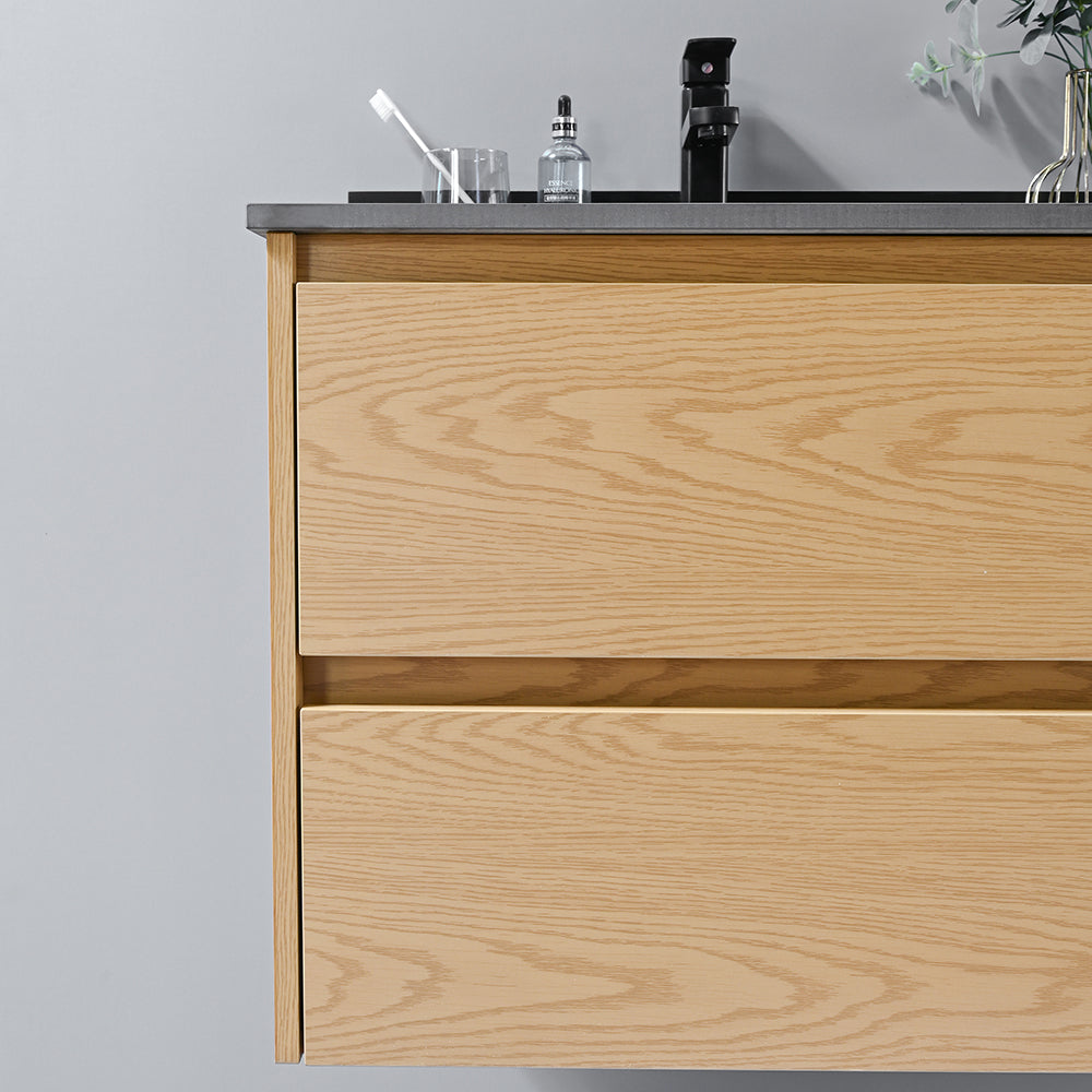 Meuble salle de bain suspendu en bois - Bellegno