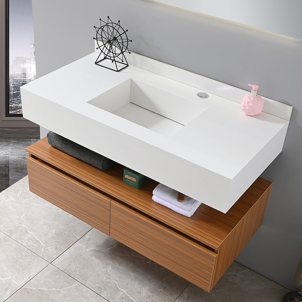 Meuble salle de bain vasque 100 cm blanc avec miroir - Bellegno