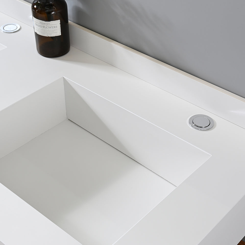 Vasque salle de bain blanche en pierre frittée - Bellegno