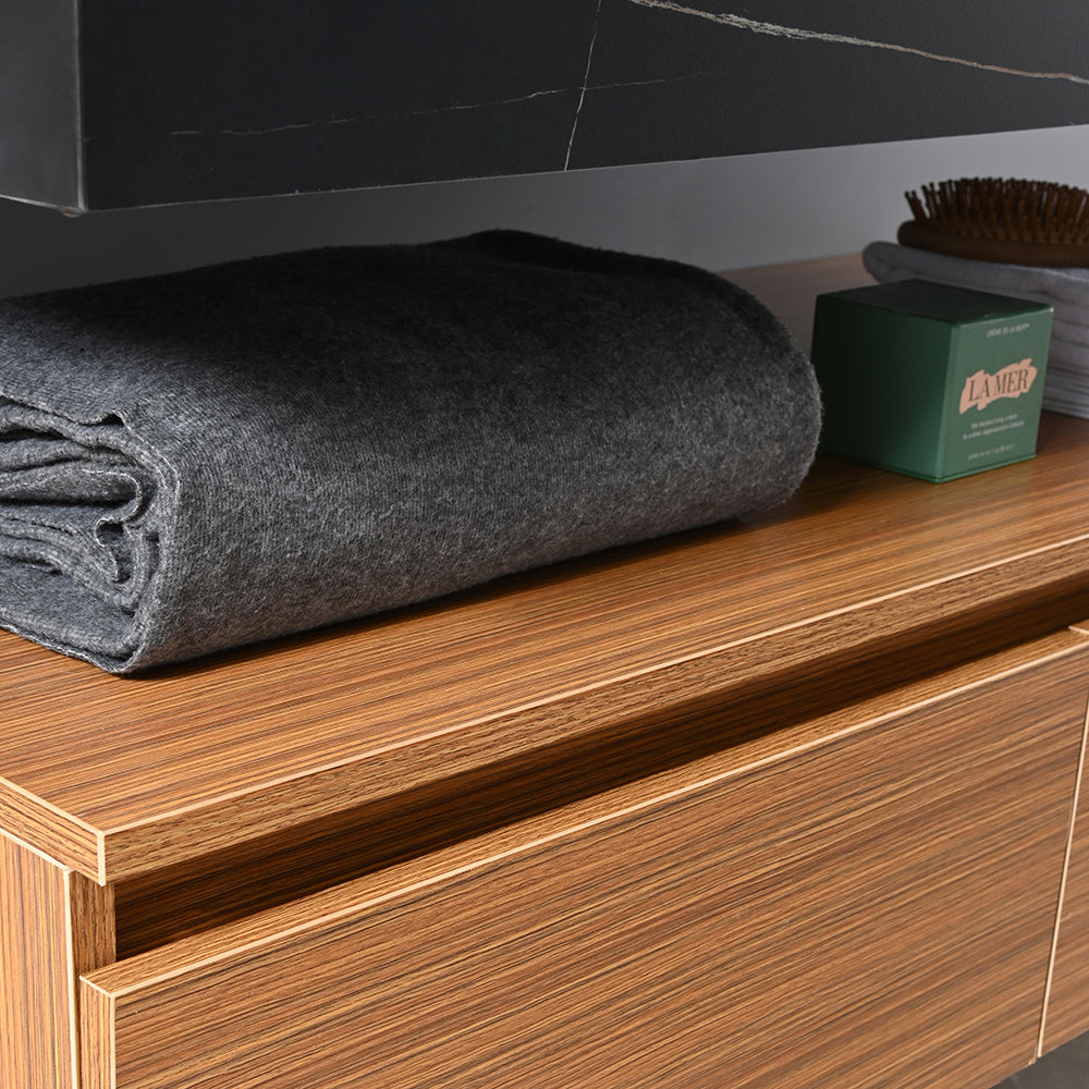Meuble salle de bain simple vasque noire ROSA 100 cm + miroir