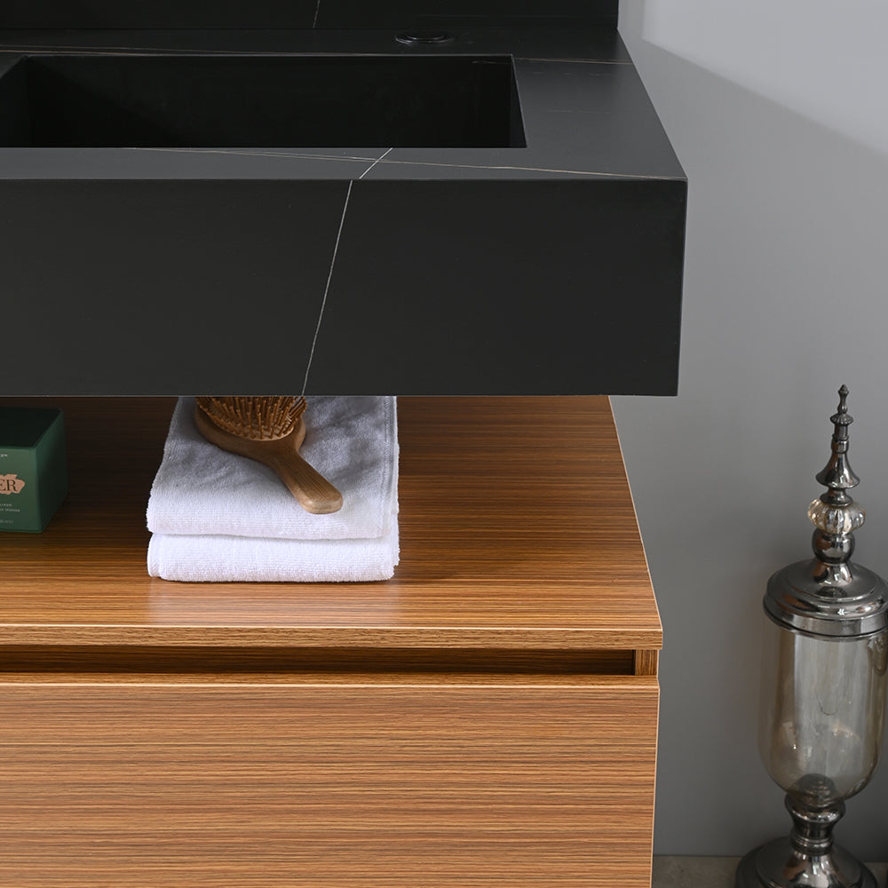 Meuble salle de bain double vasque noire ROSA 120 cm + miroir