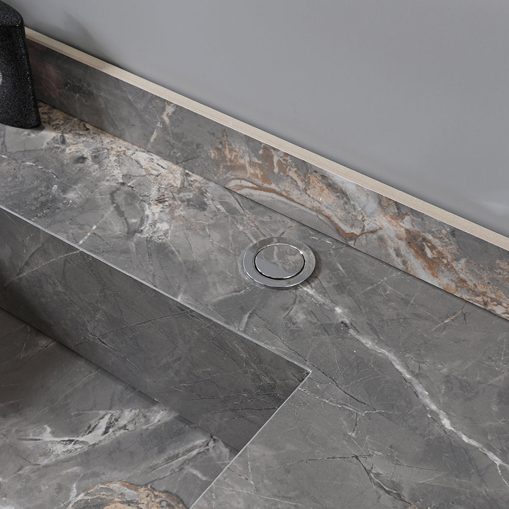 Meuble salle de bain double vasque grise ROSA 140 cm + miroir