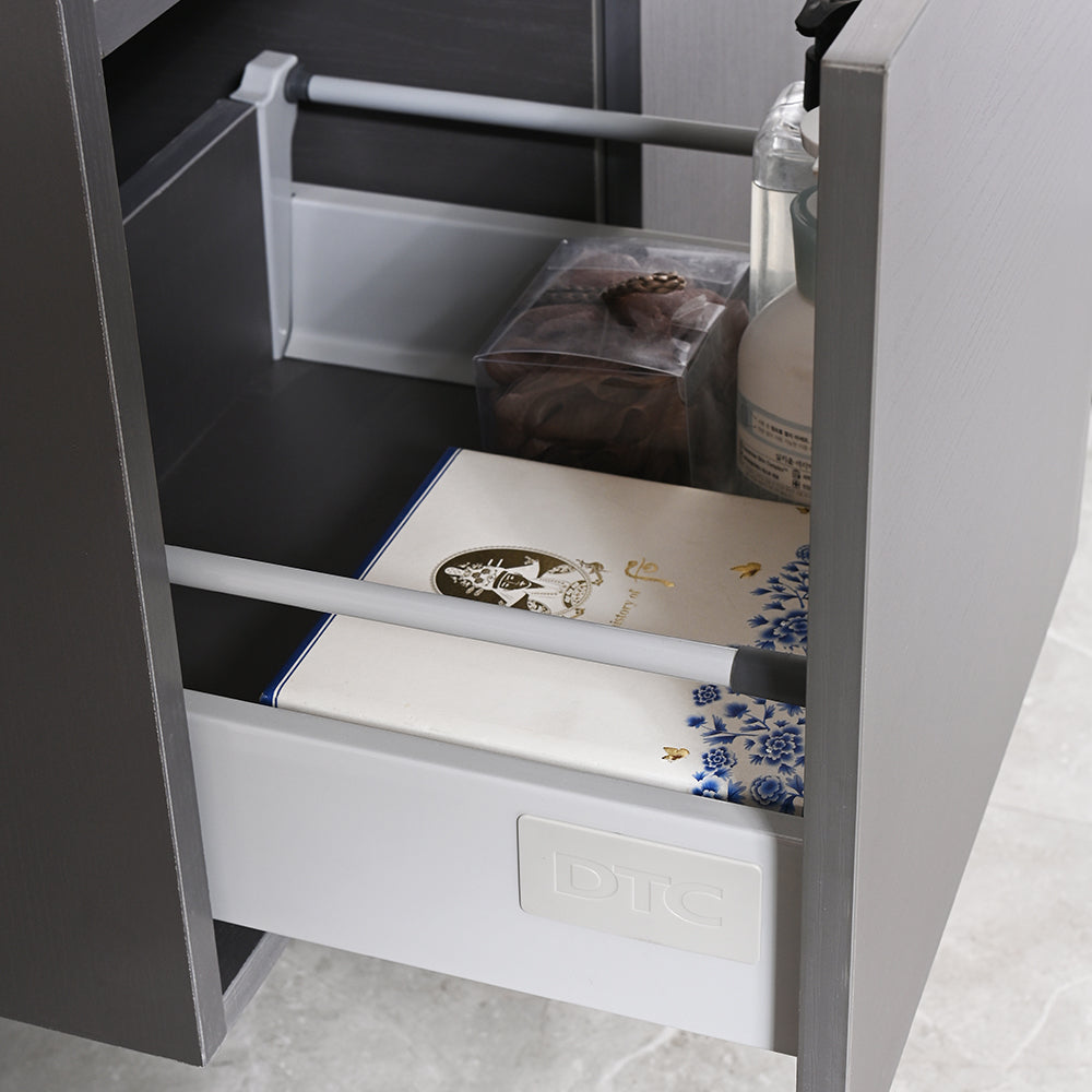 Meuble salle de bain simple vasque grise VICTORIA 100 cm + miroir