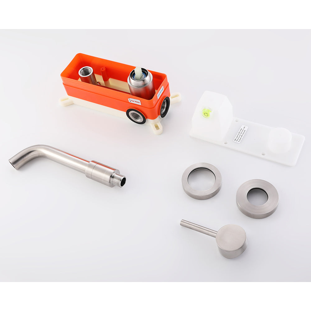 MURO concealed basin mixer tap brushed steel