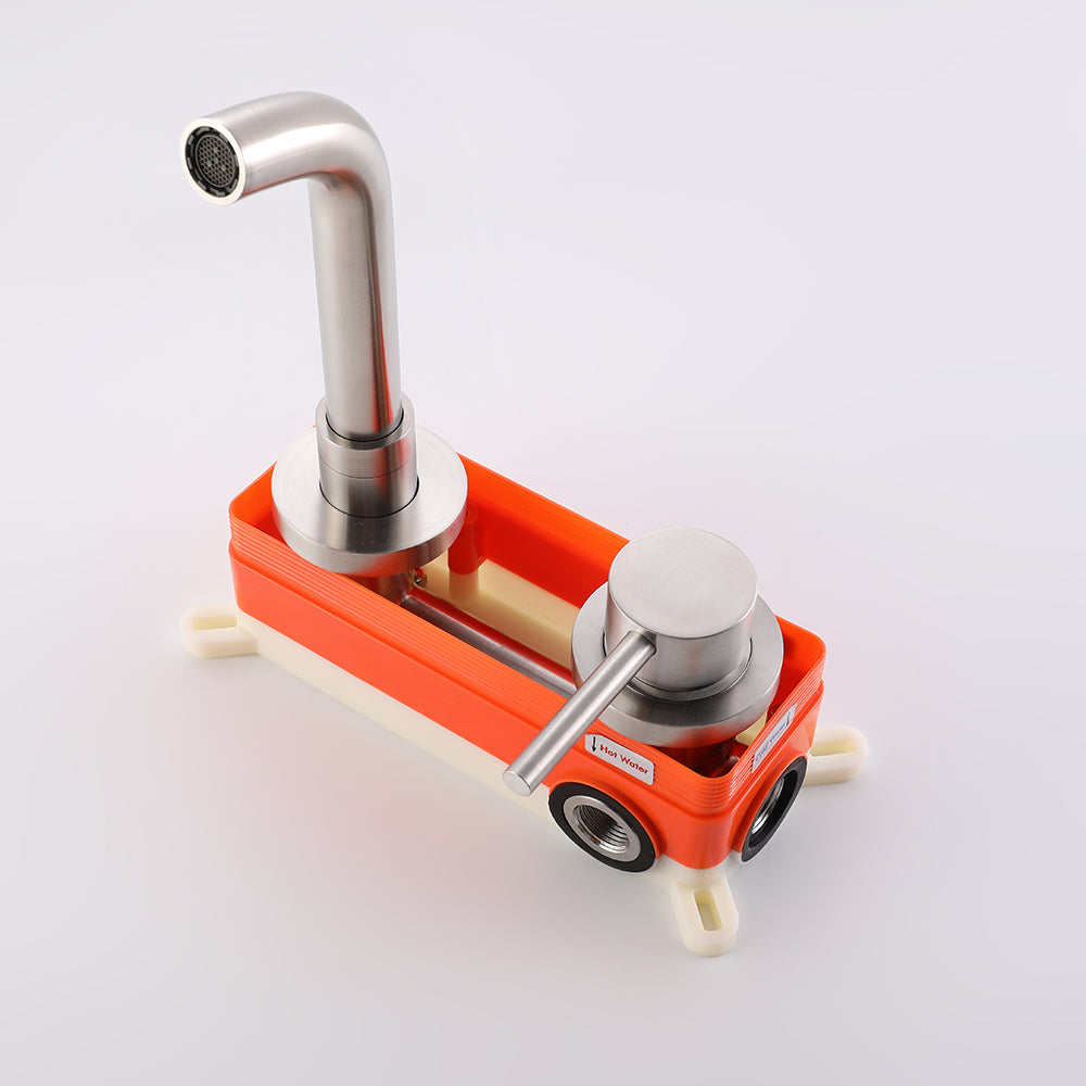 MURO concealed basin mixer tap brushed steel