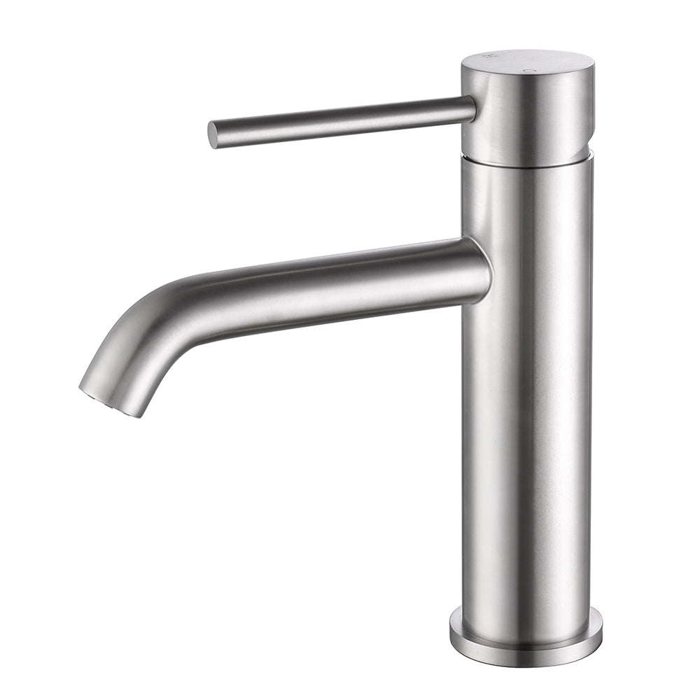 Robinet mitigeur lavabo thermostatique H18 cm acier brossé - Bellegno