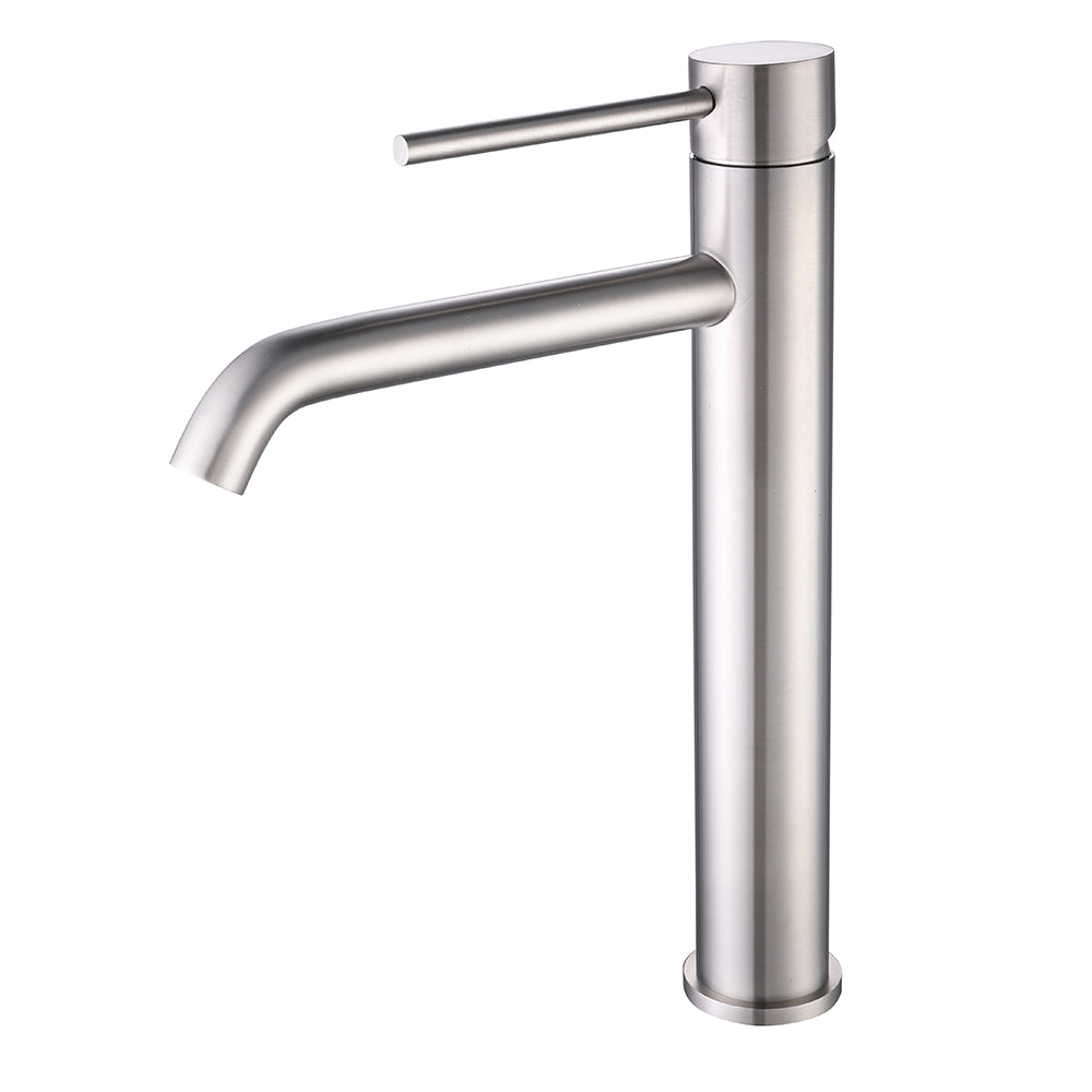 Robinet mitigeur lavabo thermostatique H28 cm acier brossé - Bellegno