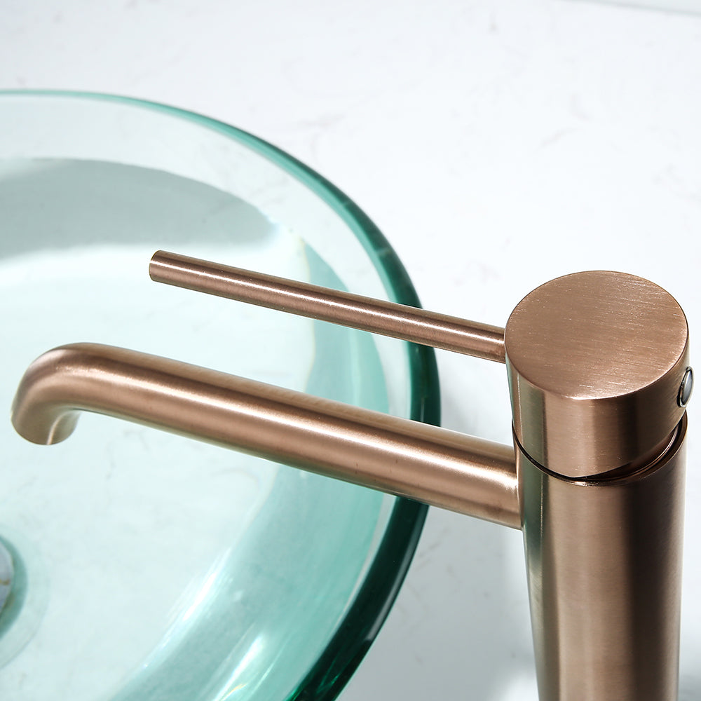 Robinet mitigeur lavabo thermostatique H28 cm cuivre brossé - Bellegno