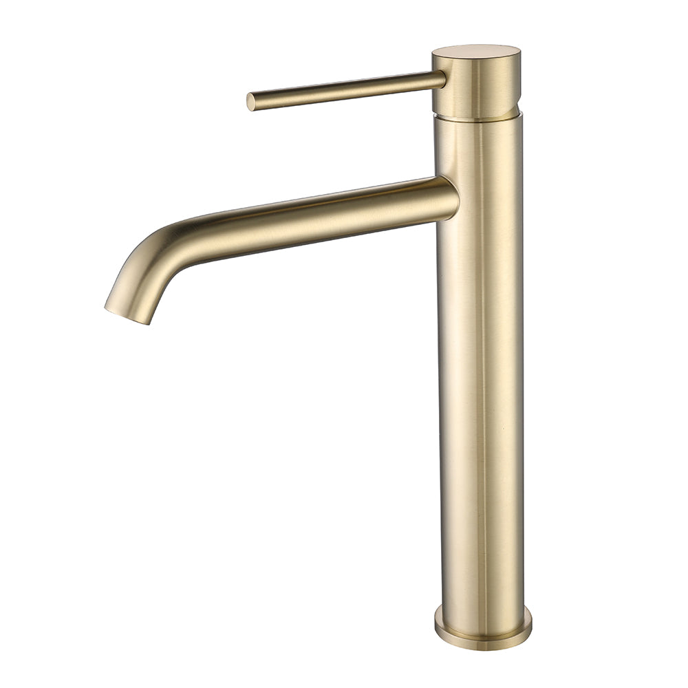 Robinet mitigeur lavabo thermostatique H28 cm or brossé - Bellegno