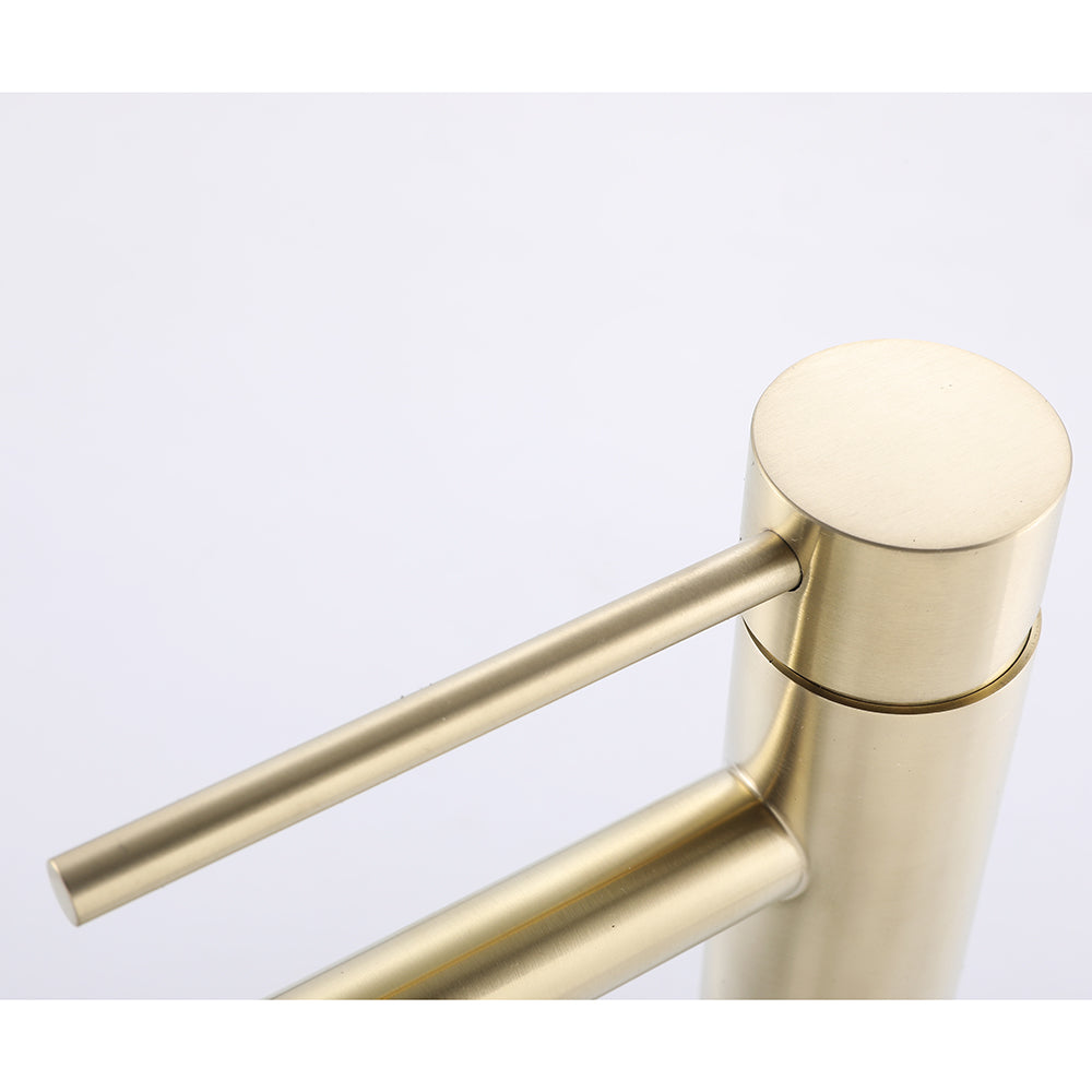 Robinet mitigeur lavabo thermostatique H28 cm or brossé - Bellegno