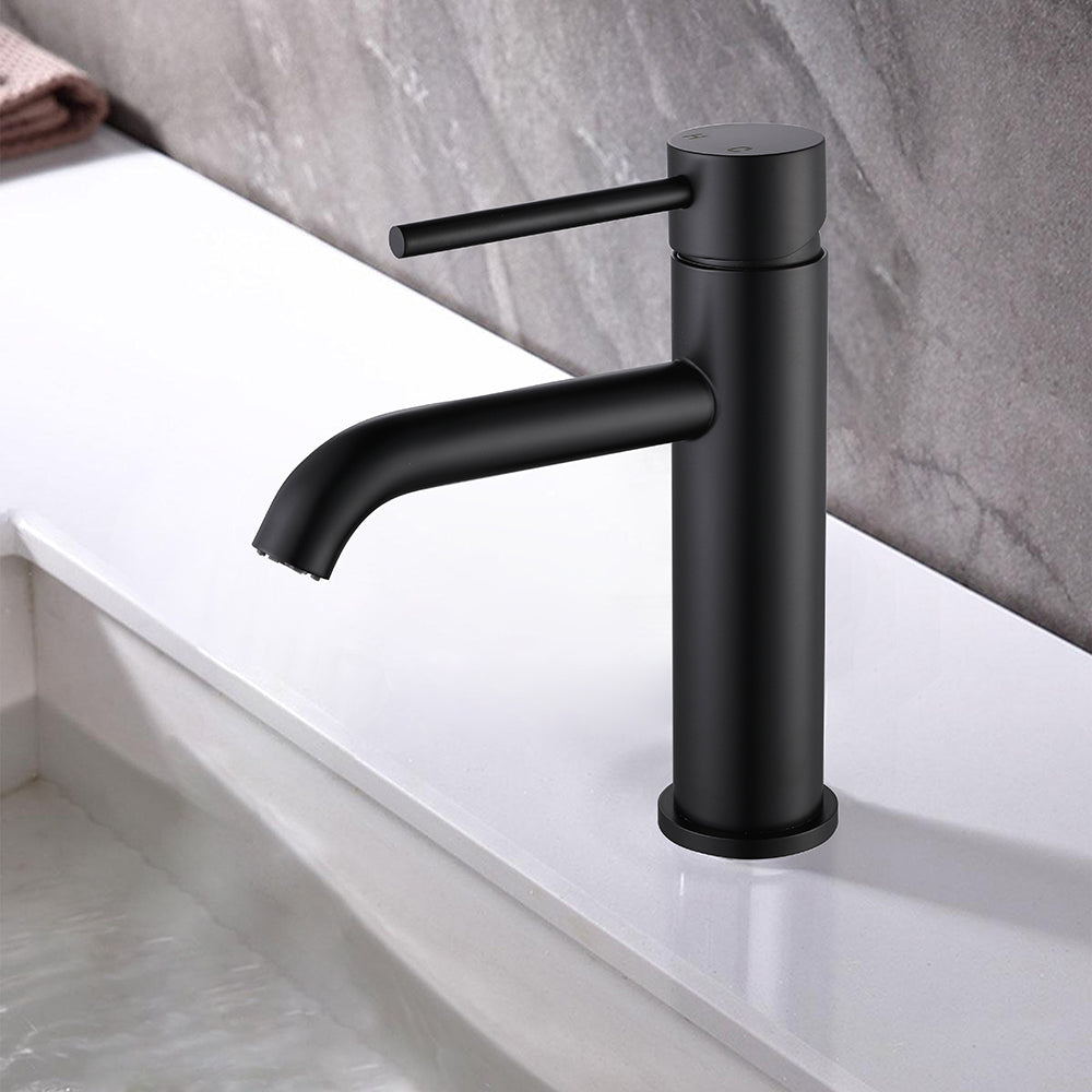 Robinet mitigeur lavabo thermostatique H18 cm noir mat - Bellegno