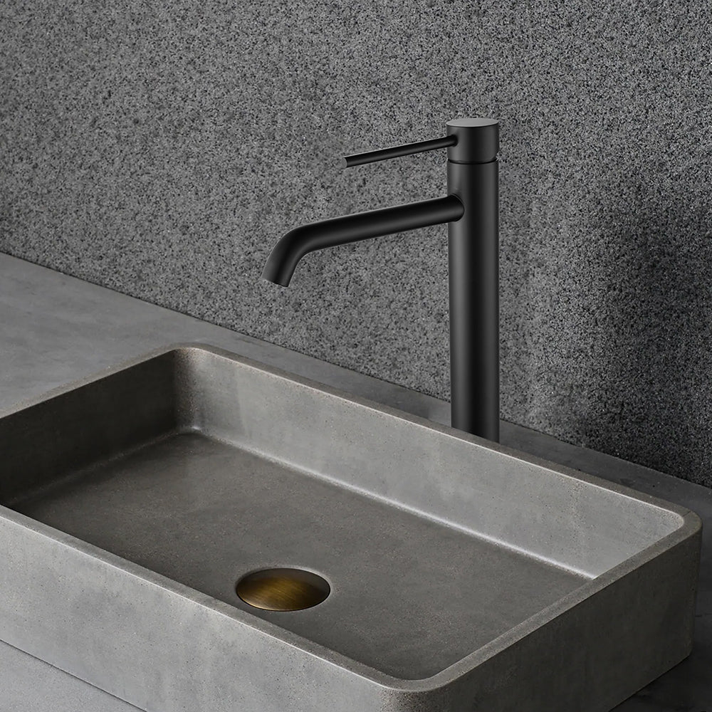 Robinet mitigeur lavabo thermostatique H28 cm noir mat - Bellegno