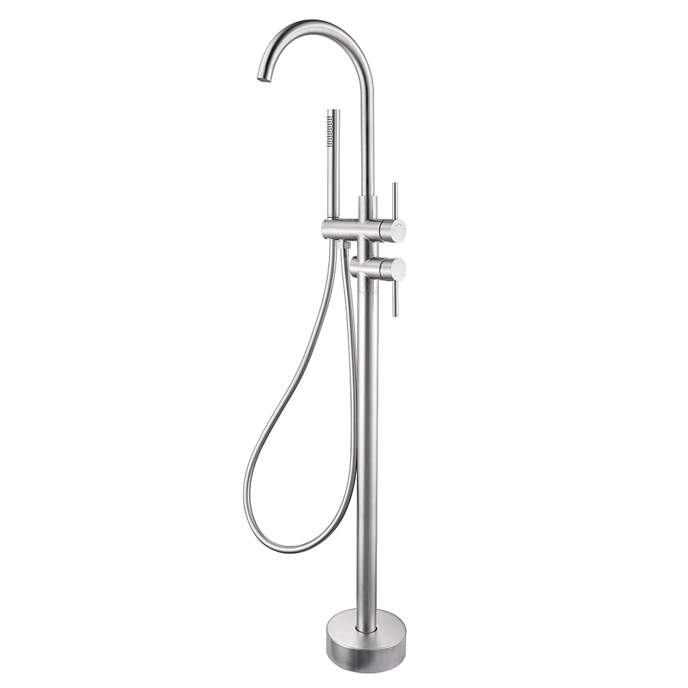 Robinet mitigeur de baignoire sur pied acier brossé - Bellegno