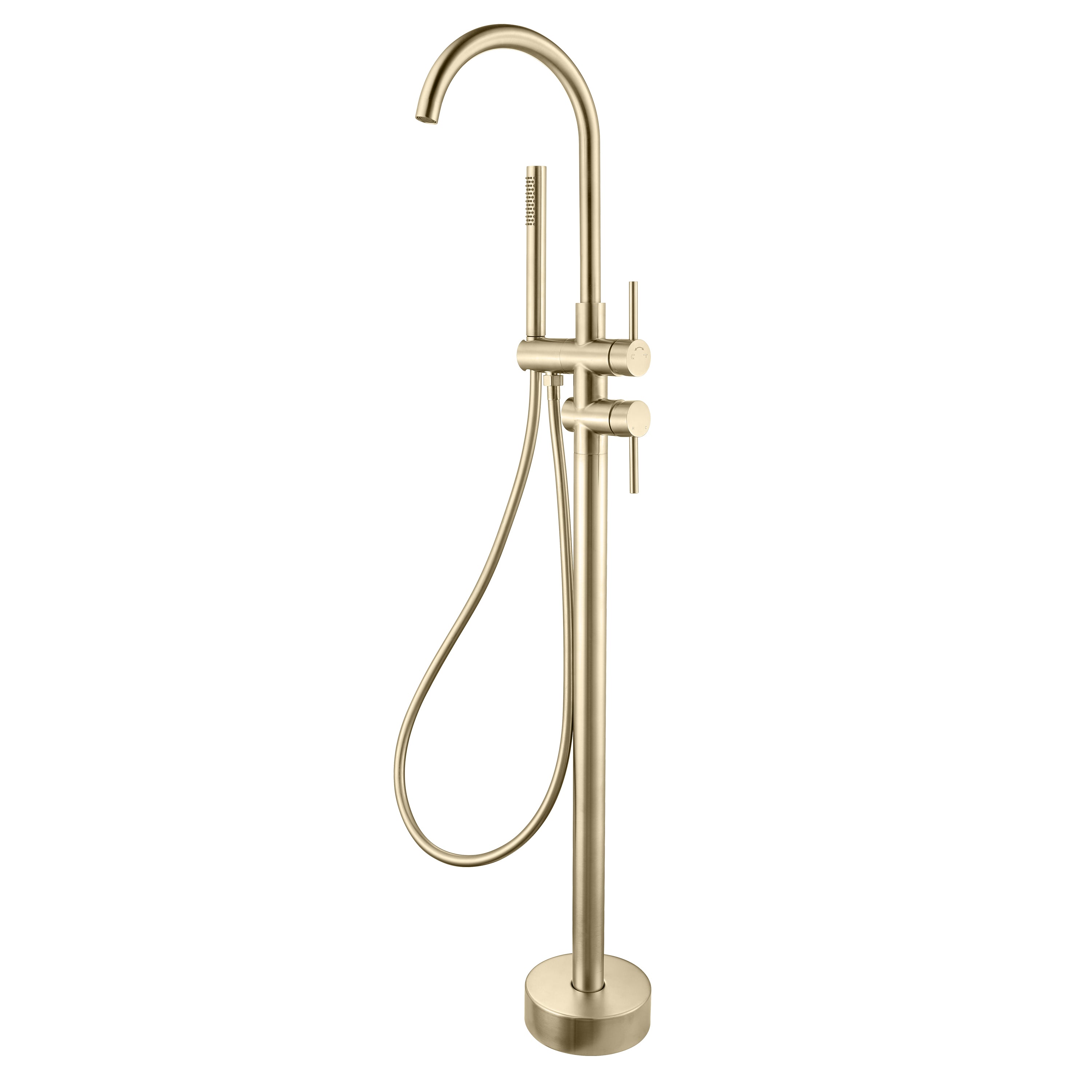 Robinet mitigeur de baignoire sur pied or brossé - Bellegno