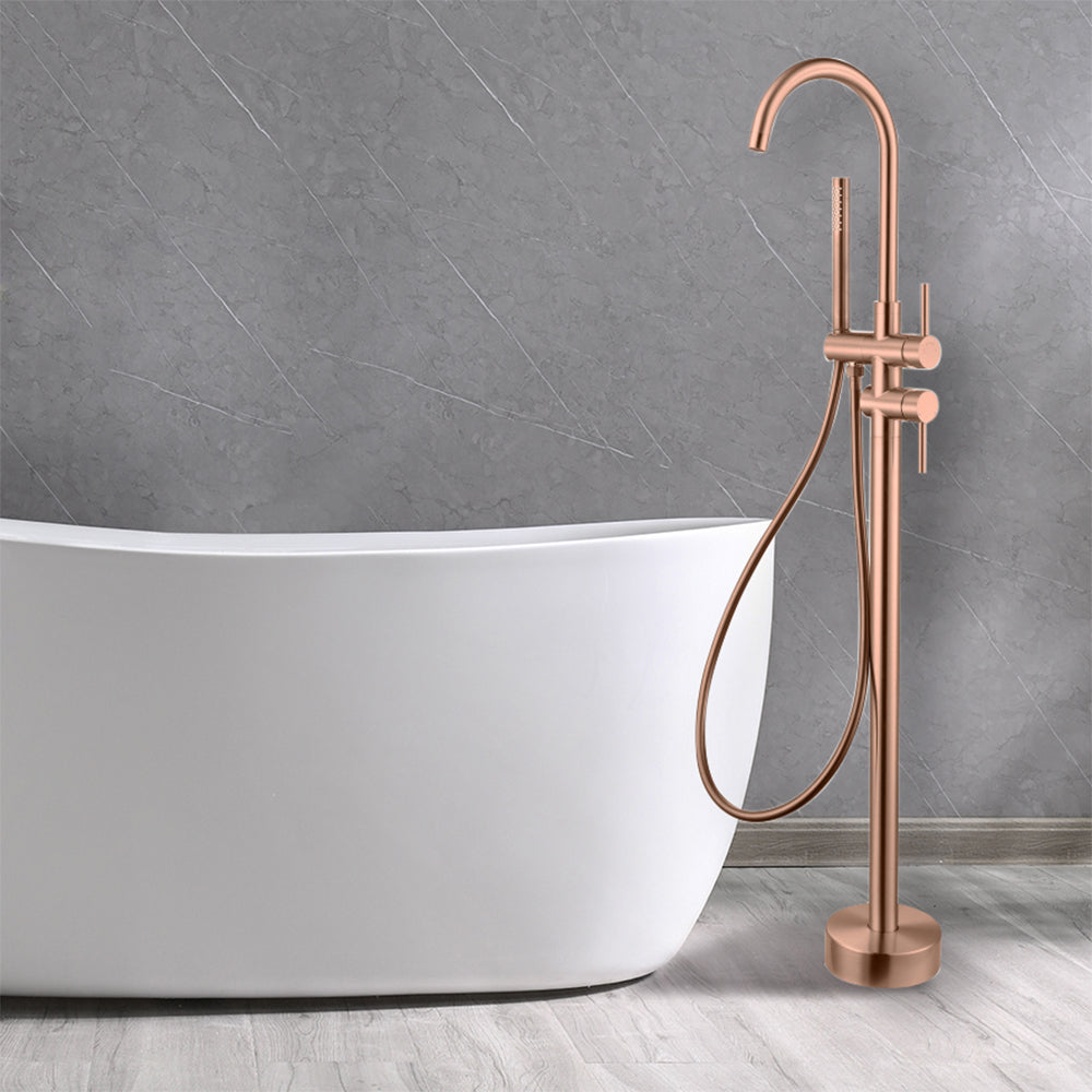 Robinet mitigeur de baignoire sur pied cuivre brossé - Bellegno