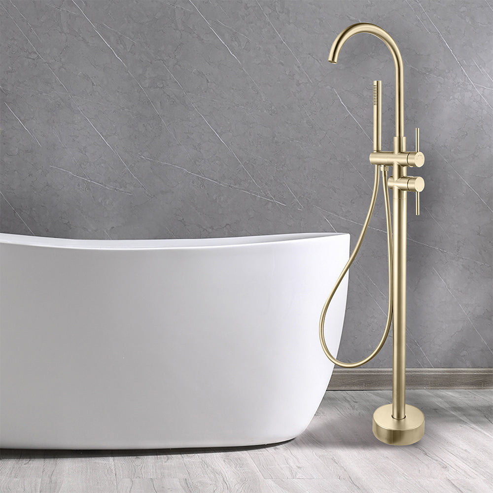 Robinet mitigeur de baignoire sur pied or brossé - Bellegno