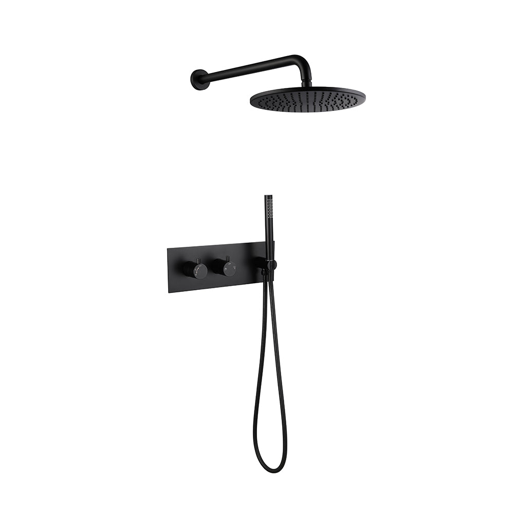 Colonne de douche encastrable noir mat avec mitigeur thermostatique - Bellegno