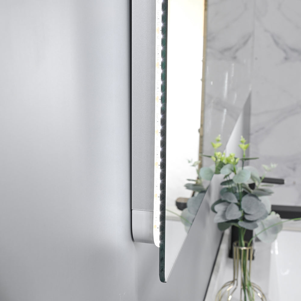 MAKEDA wall-hung bathroom cabinet 120 cm + white integrated double basin + touch-sensitive LED mirror